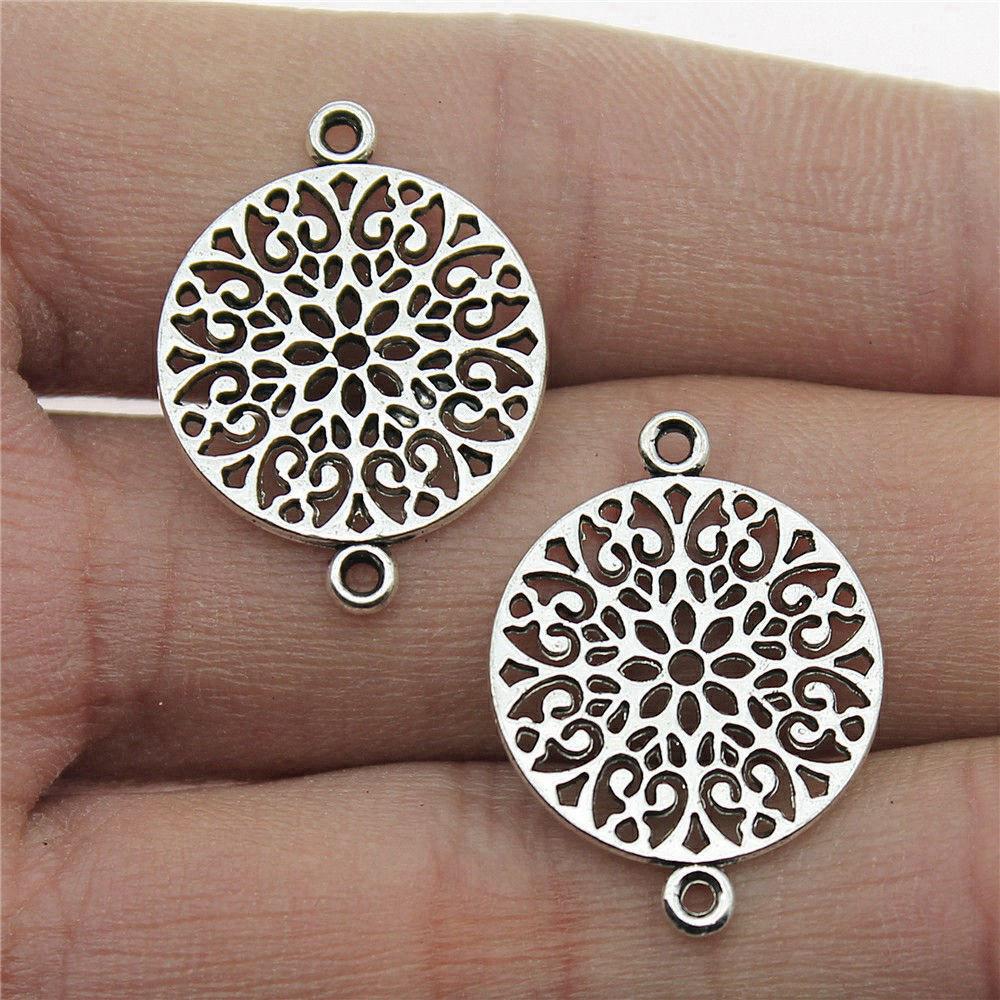 Flower Petal Connectors Botanical Themed Antique Bronze Zinc Alloy Jewelry Making Connect Charms Extender Connectors