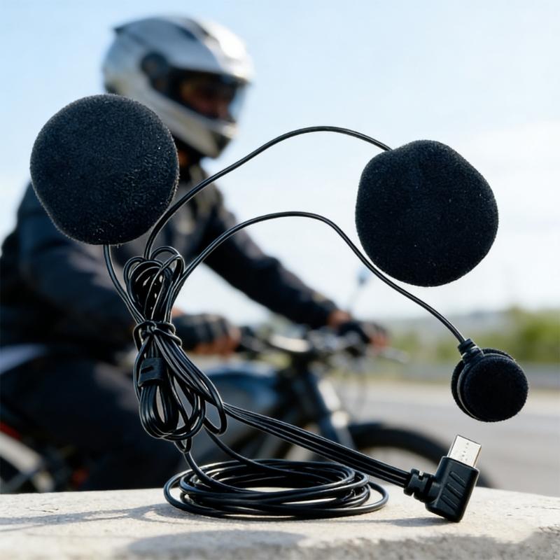 USB Type C Helmet Headset Microphone Compatibles Full Face Helmets Includes Noise Cancelling and Adjustable Boom