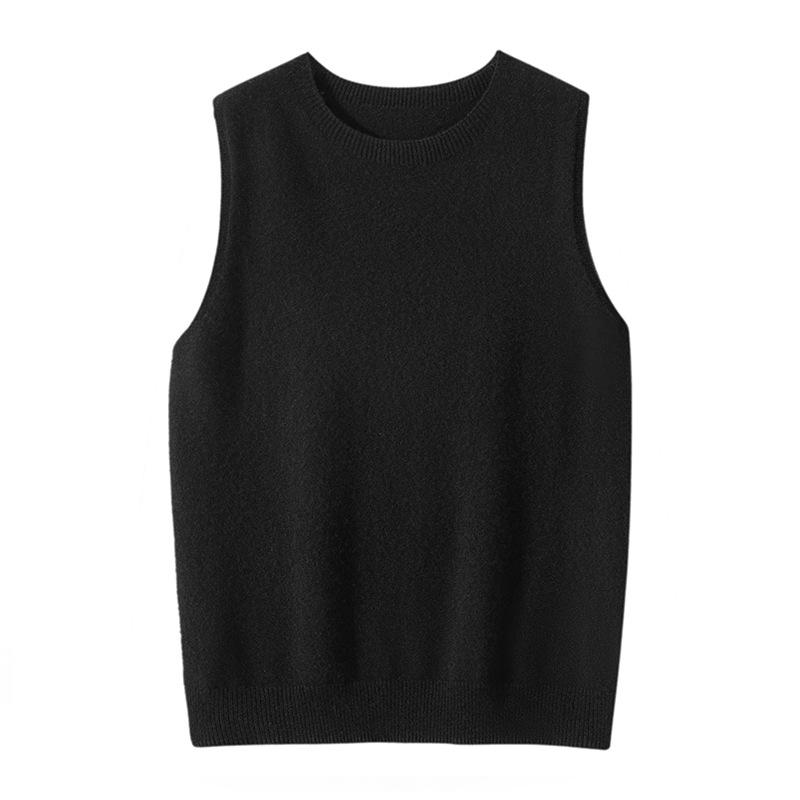 Women's 100% Cashmere Sleeveless Knit Camisole - Round Neck Base Layer Sweater.