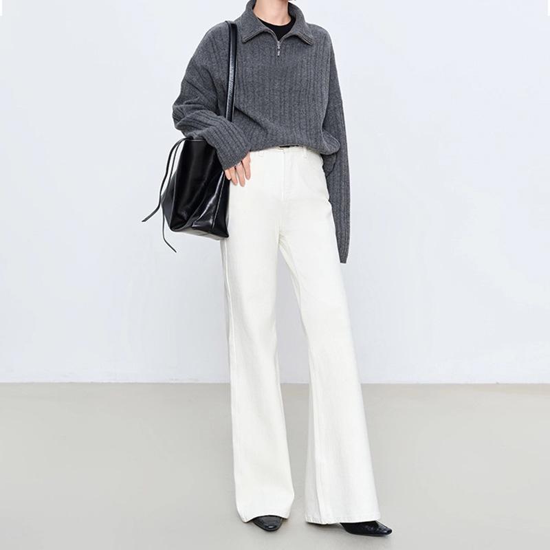 

Retro Modern Distressed Straight-Leg Micro Flare Jeans 575 - New Slimming Style White-Extended