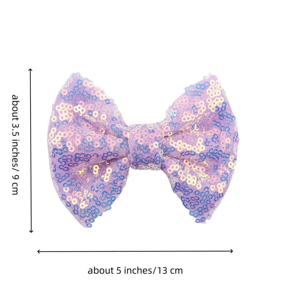 5 Inches Embroideried Sequin Hair Bows with Alligator Clips Kids Girls Big Bowknot Hairpins Bling Barrette Hair Accessories