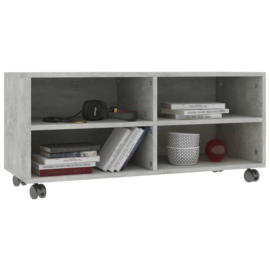 TV Cabinet with Casters Concrete Grey 90 x 35 x 35 cm Engineered Wood