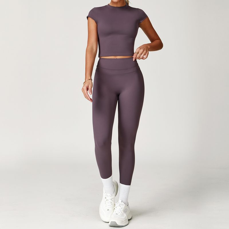 Guangzhou Zechuang Clothing Co., Ltd. Brushed Tight Back Yoga Suit Stretch High Waist Workout Clothes for Women Running