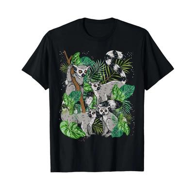 Animal T Shirt Idea Adults Black Tropical Lemur Vintage Stylish Soft Versatile Homme Slightly Unisex