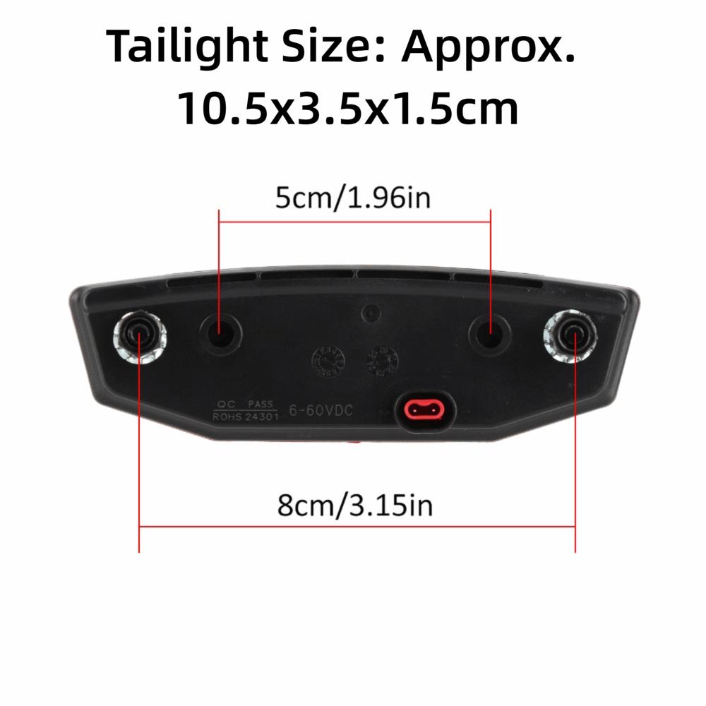 Red Ebike Rear Tail Light 6V-60V Voltage Riding LED Light Durable LED Warning Light  Electric Bike