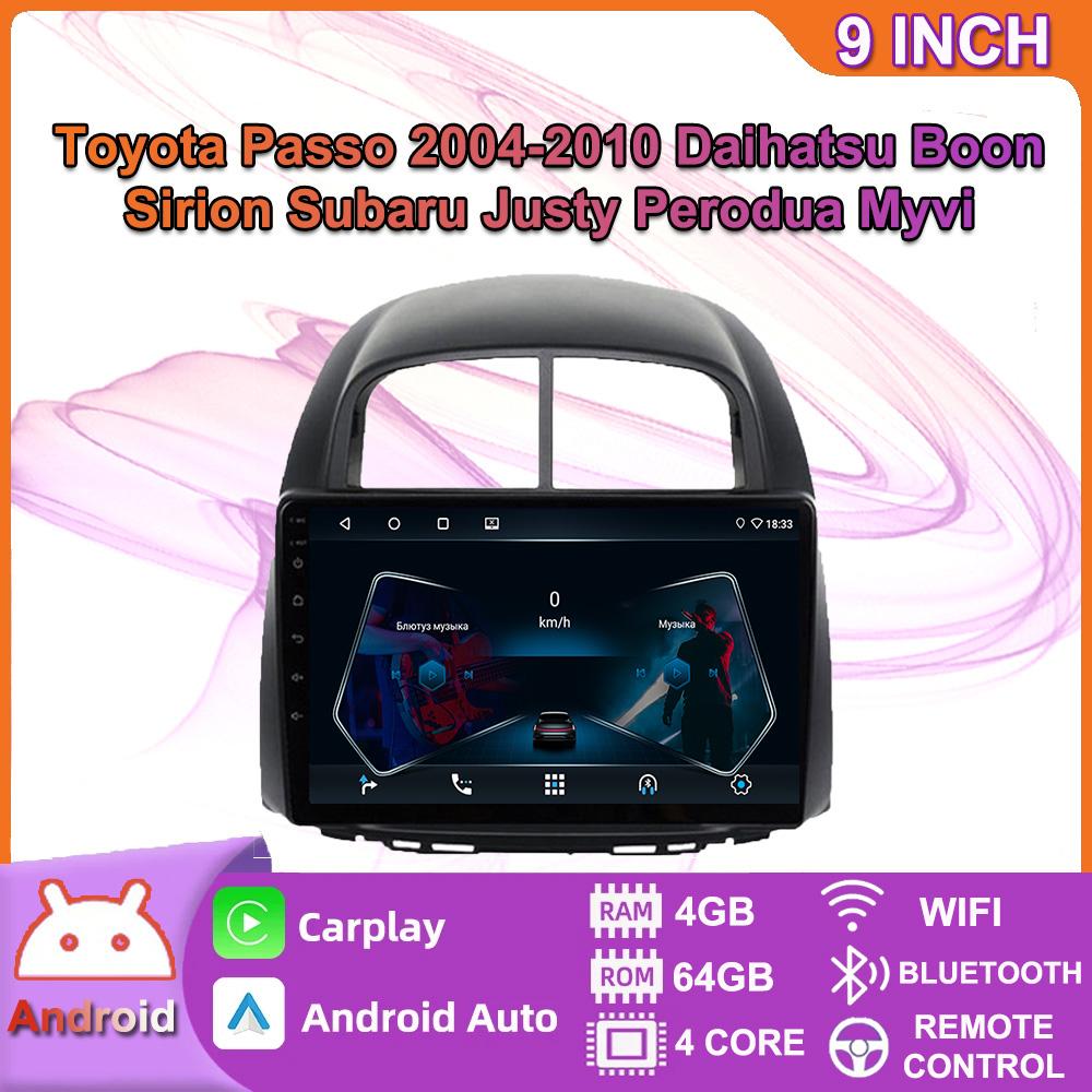 

Автомобильный мультимедийный плеер Android 2 Din для Toyota Passo 2004-2010 Daihatsu Boon Sirion Subaru, головное устройство, стерео Carplay, GPS-навигация, BT, WIFI, 4 + 64 ГБ 4+64GB