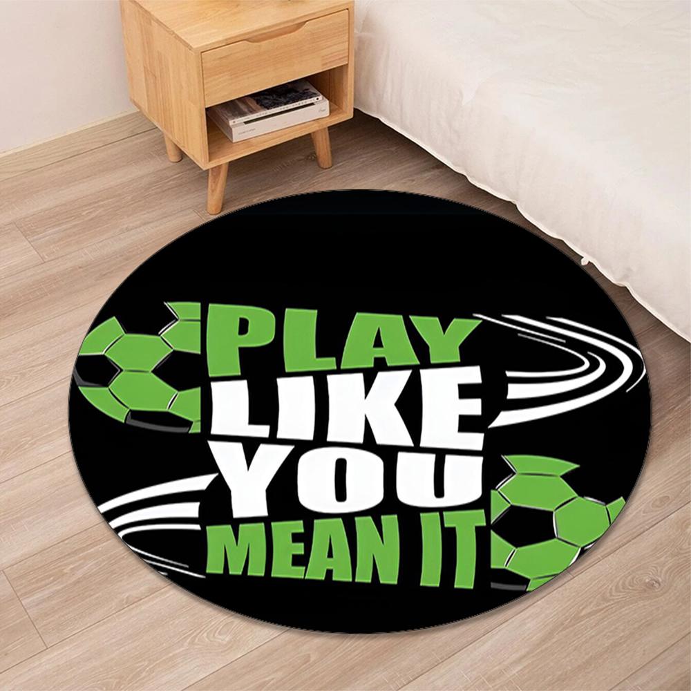 Fußball bedruckter runder Teppich Teppich Stuhlteppich Läufer Eingang Fußmatten, für Bürostuhl Wohnzimmer Schlafzimmer Küche.
