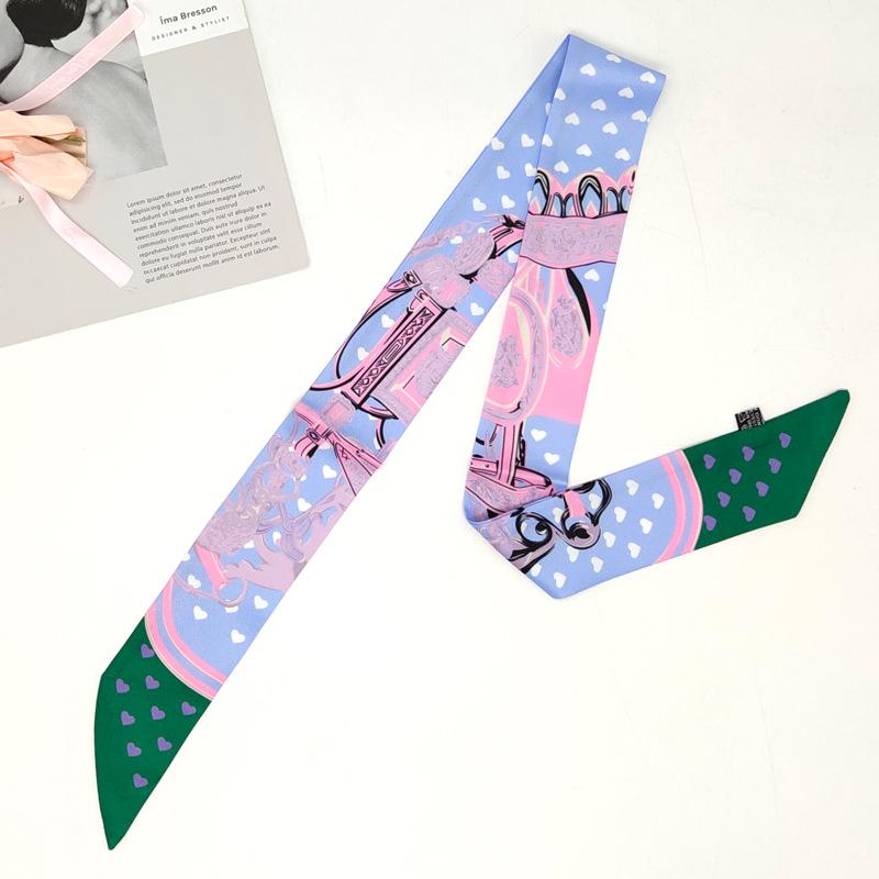 Classic New Long Small Silk Scarf, Decorative Slender Tied Bag Silk Scarf Small Ribbon Scarf Small Streamer Women's Scarf
