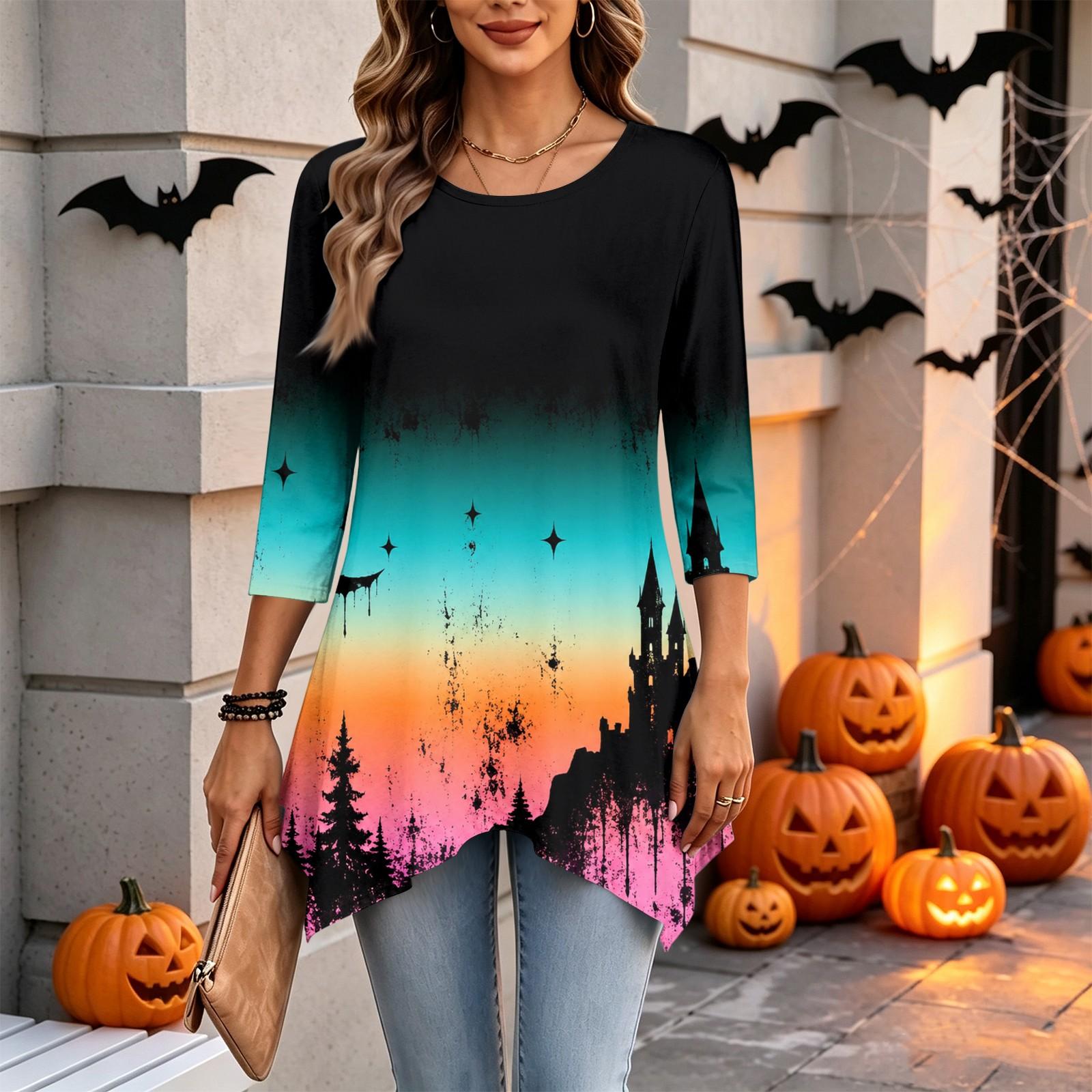 Women s Three-Quarter Sleeve Casual Pullover Top for Daily Wear XXXL