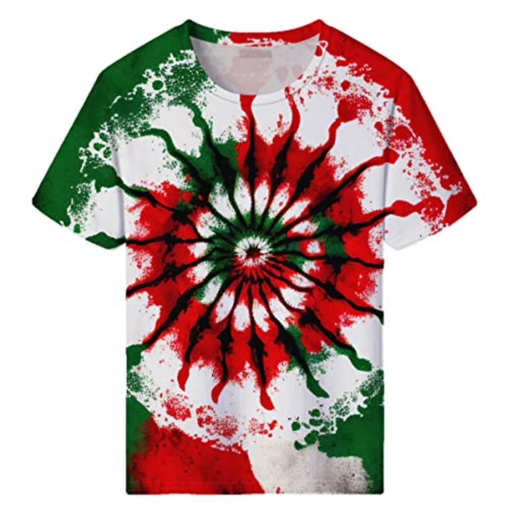 Summer Man T Shirt 3d Printed Tie Dye Style T-Shirts for Men Spiral Streak Print Shirt with Short Sleeves Multiple Options