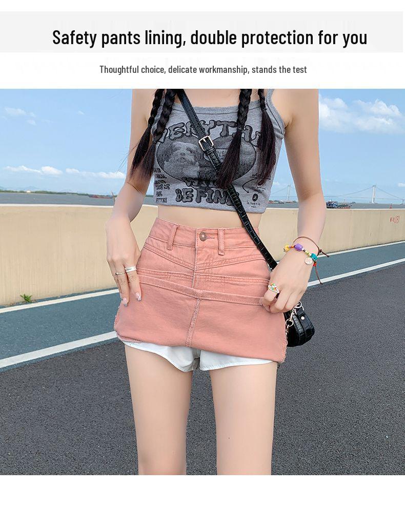 2025 High-Waist Denim Midi Skirt: Spring/Autumn Women's A-Line Bodycon with Anti-Exposure