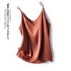 Solid Color Satin V-neck Tank Top for Women Pure Color Satin V-neck Strap Female