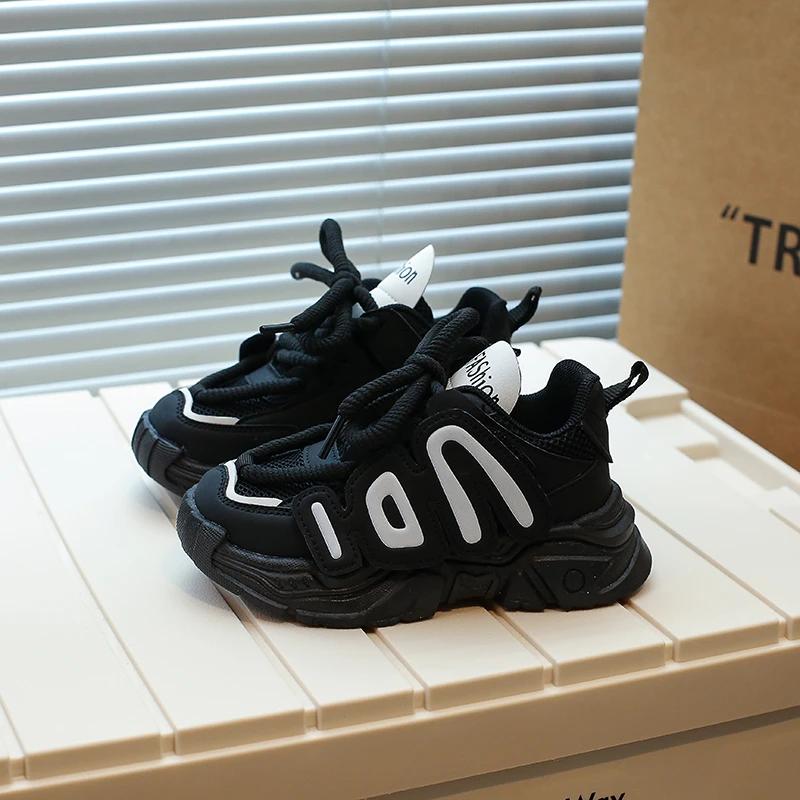 

Детские повседневные кроссовки для девочек 2024 года, осенняя новая мода и удобная корейская обувь с мягкой подошвой, нескользящая внешняя обувь 26 чёрный