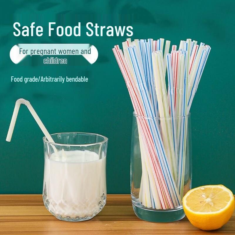 ZISIZ Individually Wrapped Plastic Drinking Straws for Kids