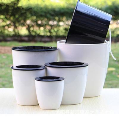 Lazy Flower Pot Imitation Porcelain Series Plastic Self Watering Pot Green Plants Flowerpot For Home Decoration