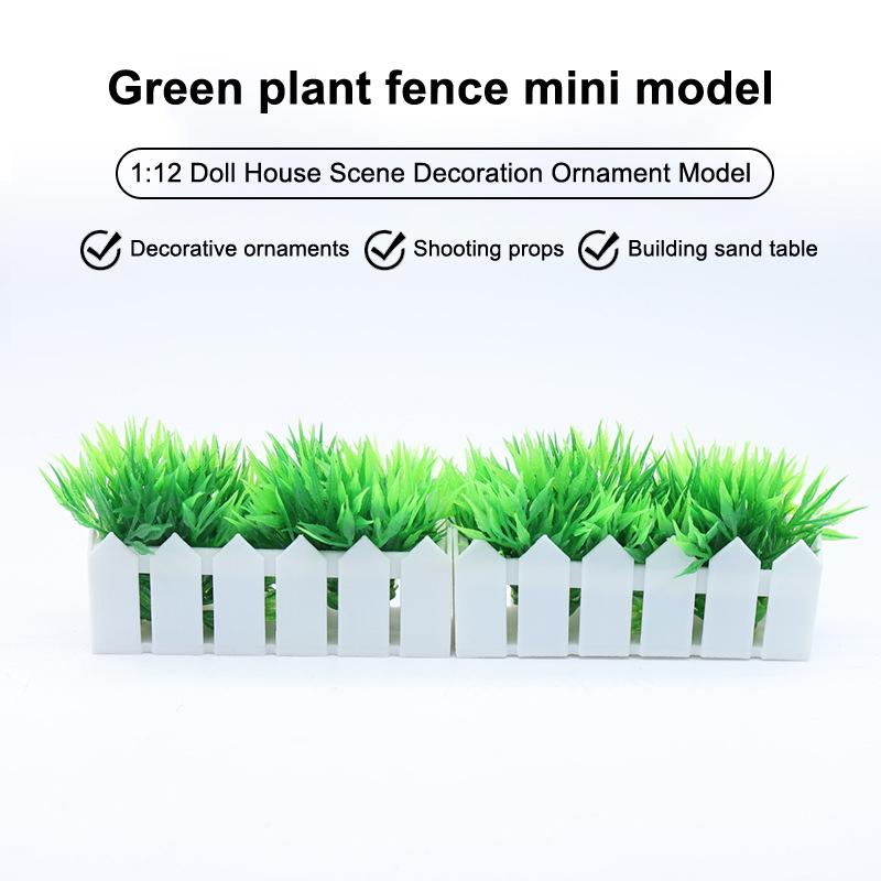1/12 Dollhouse Simulation Grass Green Plant Fence Model Dollhouse Miniature Garden Decoration Dolls House Accessories