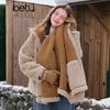 Betu Women's Faux Suede Fur Patchwork Hooded Reversible Short Coat