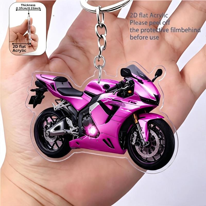 Breloc Acrilic Motocicletă Design Plat Realist 2D Pentru Entuziaști Decorațiune Geantă Chei