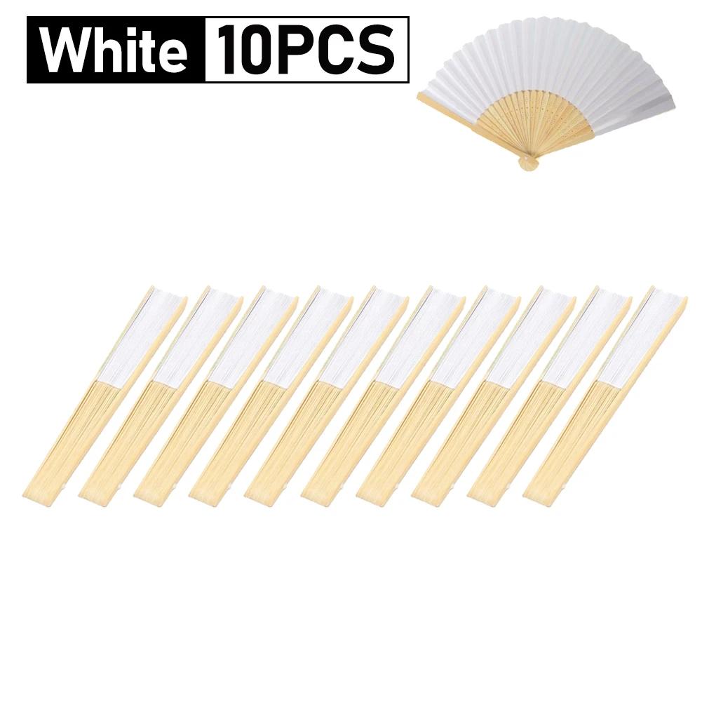 1-20PCS Blank White DIY Paper Bamboo Folding Fan for Hand Practice Calligraphy Painting Drawing Wedding Party Gift Ornament New