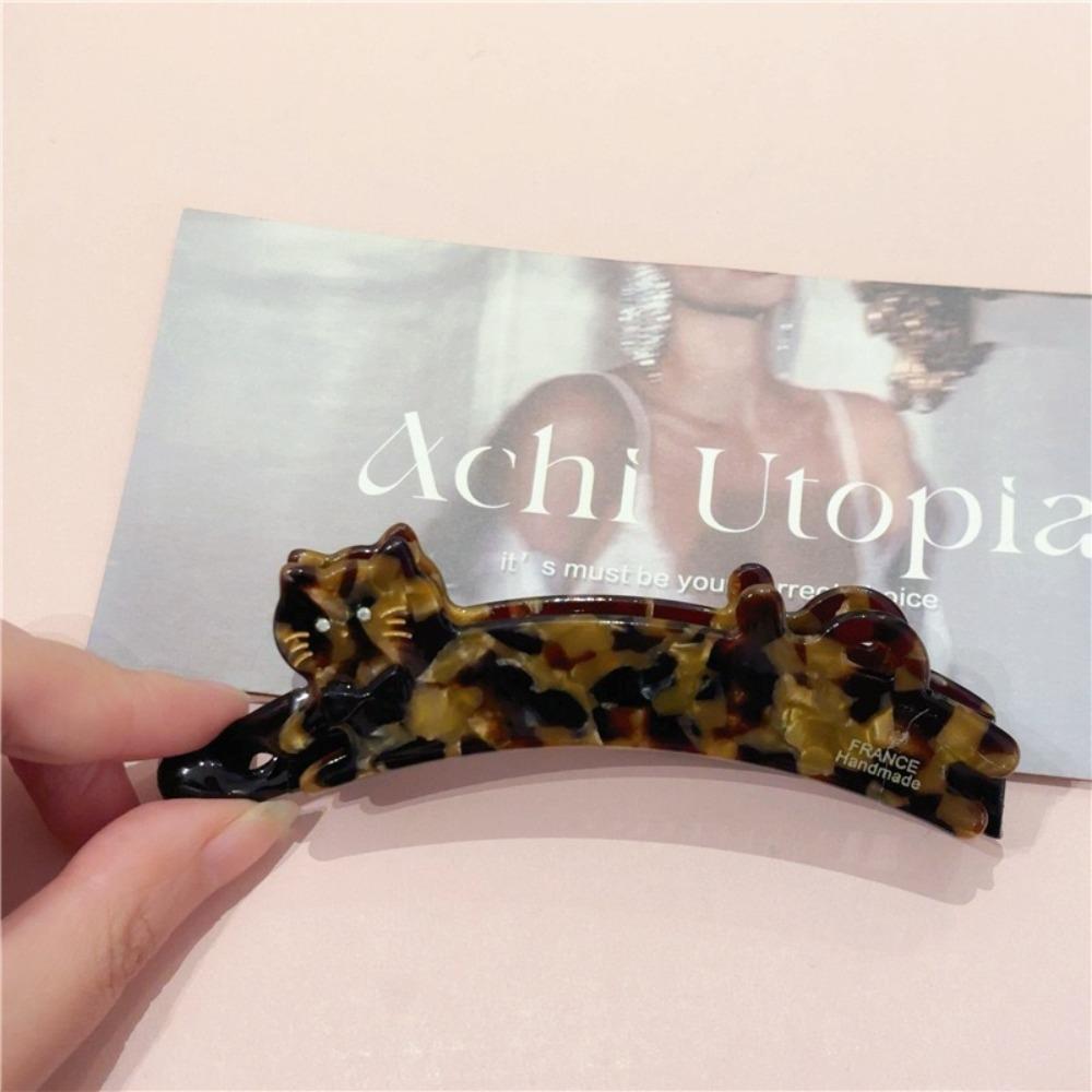 

Cartoon Animal Banana Clip Acetic Acid Vertical Clip Personalized Acetate Cat Hair Clip Daily цветной печати леопарда