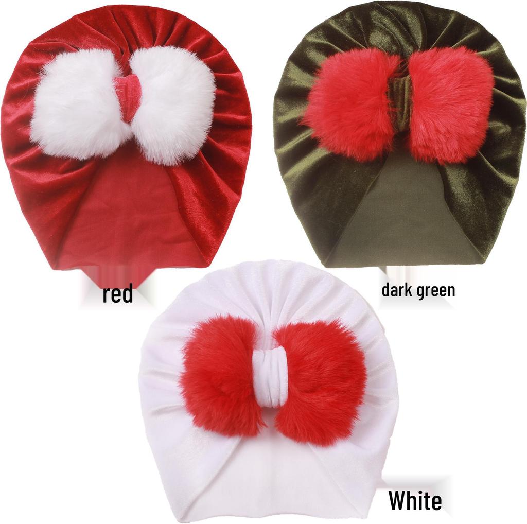 New Autumn/Winter Baby Christmas Bow Pullover Hat: Cozy Holiday Decor for European and American Infants.