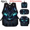 1/2/3/4/5PCS Robot Graphic Backpack Set | Ideal for School & Daily Travel