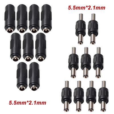 8Pcs DC Plug 5.5*2.1mm Double Male Dual Female Jack Socket DC Connector DC Audio Adaptor