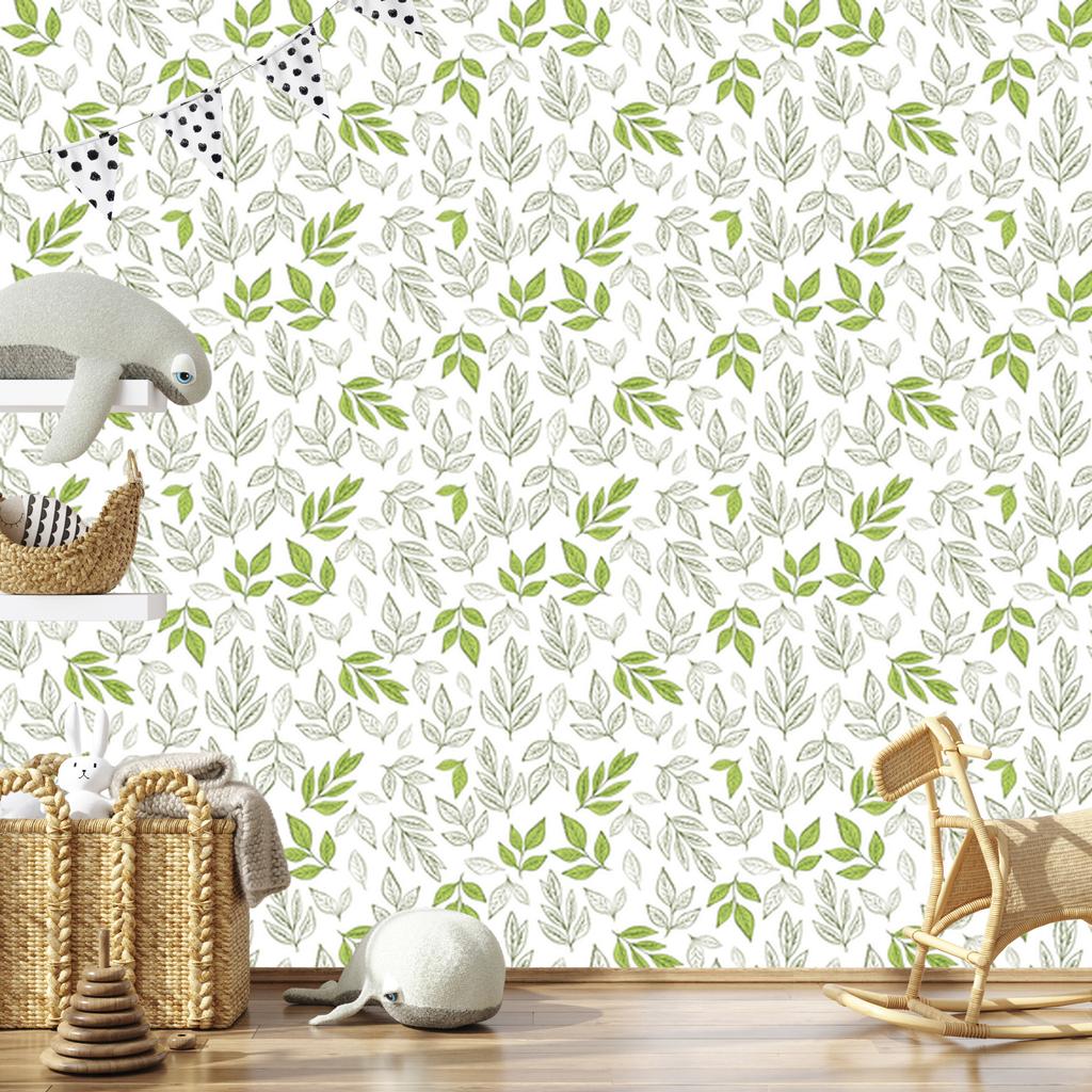 Drawn Leaves Wallpaper for Living Room and Bedroom 50x1000