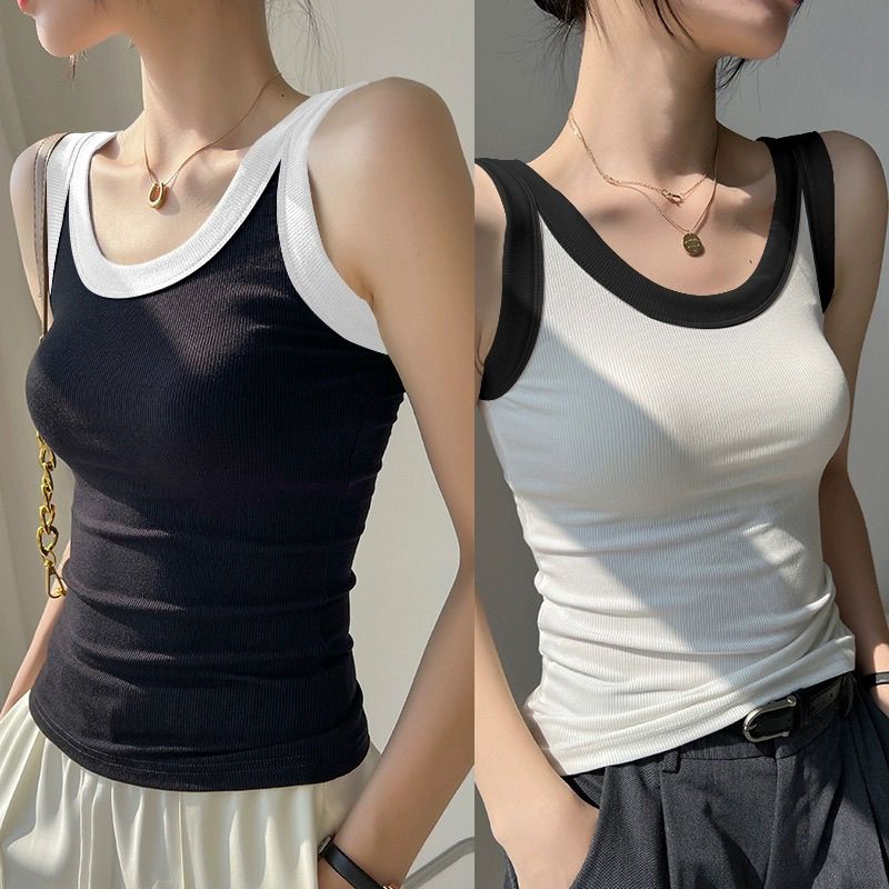 Women's Tank Top Summer New Patchwork Design Sense Base Shirt Sleeveless Inner Anti Slip Top