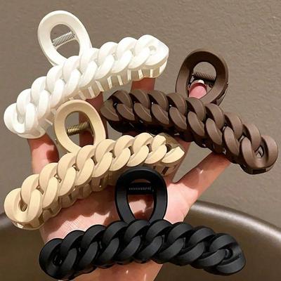 1 pezzo Pinze per Capelli in Plastica Leggera di Grandi Dimensioni Nere, Bianche, Kaki, Marroni da Donna, alla Moda, Eleganti, Semplici, Monocolore, Artigli per Capelli Adatti