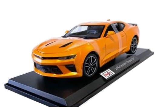Maisto 2016 Chevrolet Camaro SS Orange 1/18 Scale Special Edition Model with Display Base, Opening Doors, Hood, and Rear Hatch, and Working Suspension