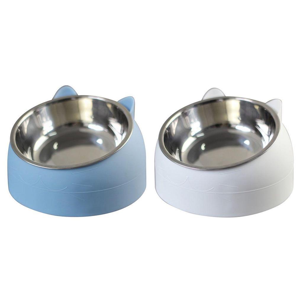 Popular Slanted Stainless Steel Pet Bowl - Detachable, Washable, Anti-Spill Design for Cats & Dogs.