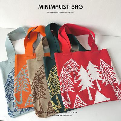 Christmas Tree Knitted Large Capacity Handbag Female Fashion Hundred Forest Lovers Street Creative High Appearance Level Shoulder Bag