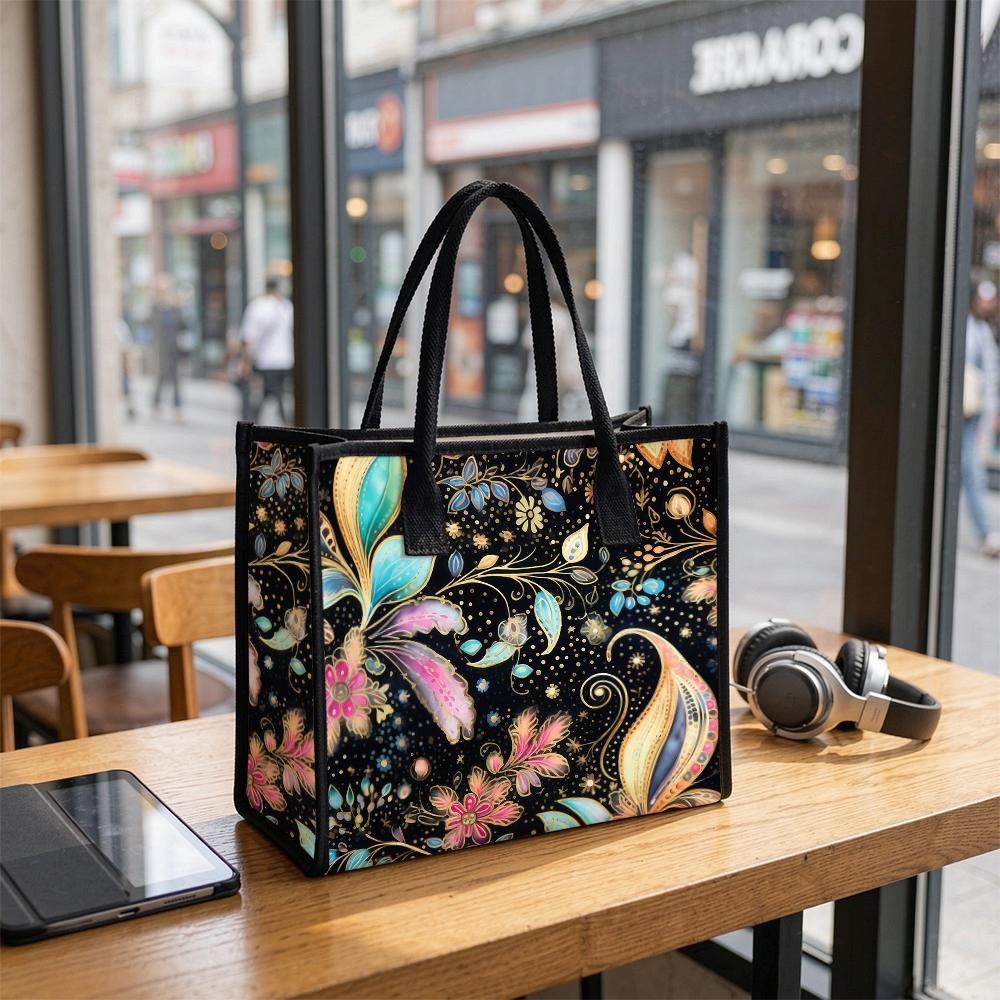 Stylish Floral Tote Bag for Daily Commute and Shopping Use