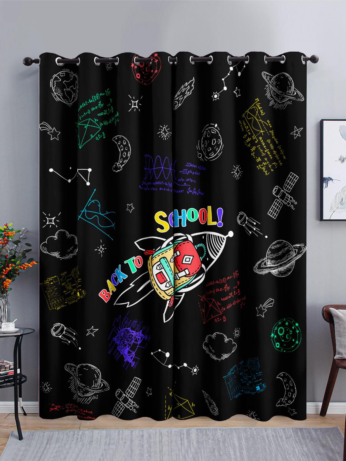 

Шторы для студенческого общежития, затемняющие шторы для спальни с 3D цифровой печатью, без пробивания отверстий 97cm*114cm*2