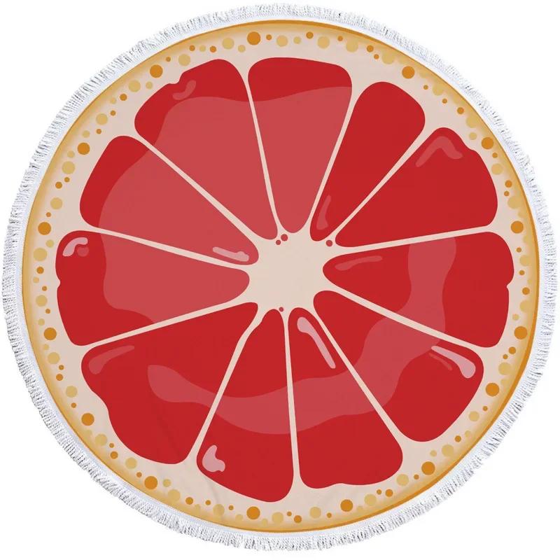 Printed Pizza Case Round Beach Towel 3D Print Microfiber Tassel Living Room Wall Hanging Tapestry Plush Yoga Mat