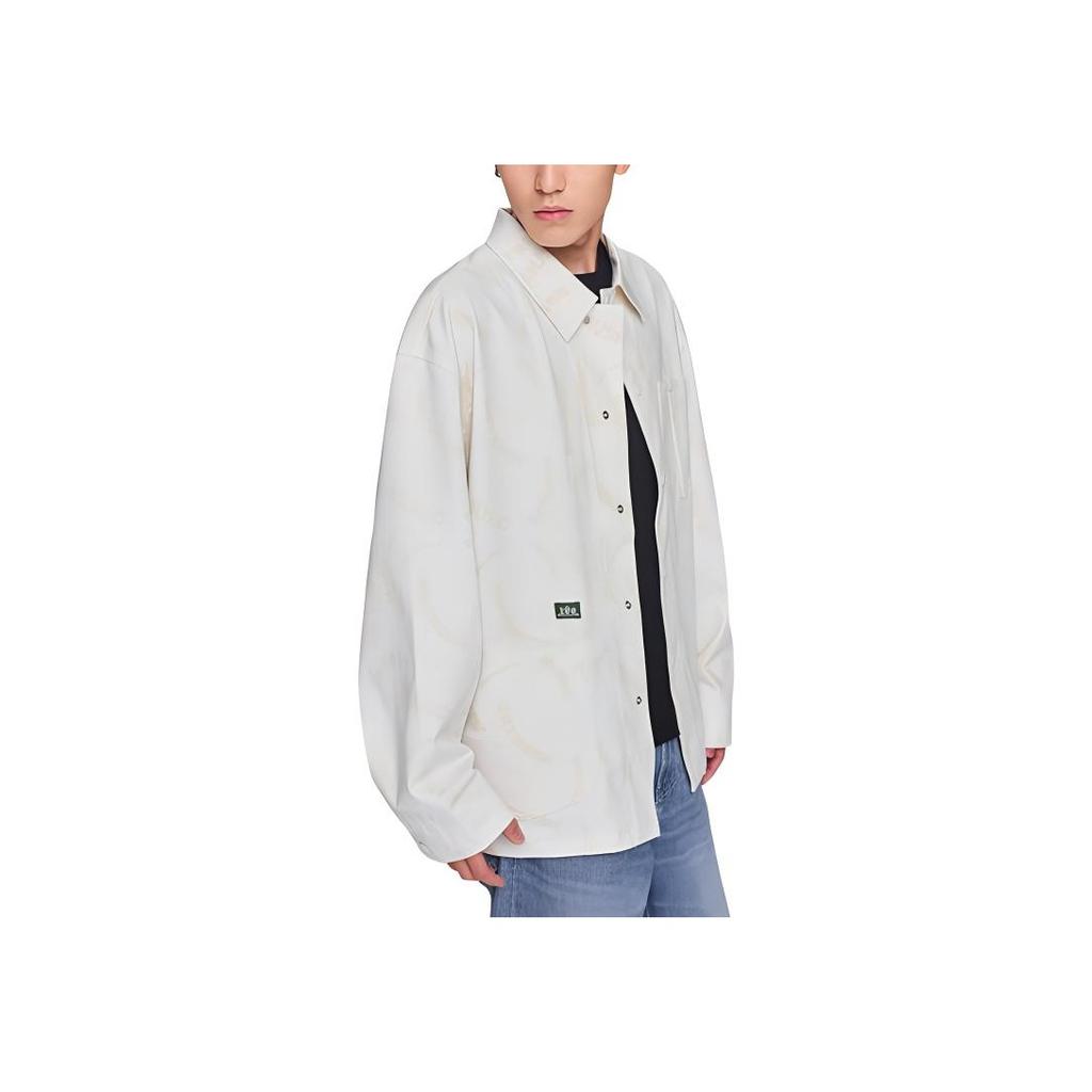 Letter Print Solid Color Lapel Single-Breasted Drop Shoulder Long Sleeve Jacket Men jackets Off-White LMT007807204596A