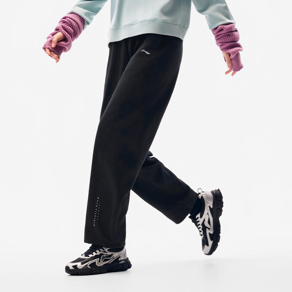 Li Ning Fitness Series Logo Stitching Elastic Drawstring Knitted Sports Pants Women pants AKLVE16-1