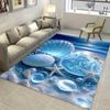 Polyester Beach-Themed Area Mat - Non-Slip Crystal Velvet Mat with Sea Shell and Starfish Design for Living Room, Bedroom, Entry