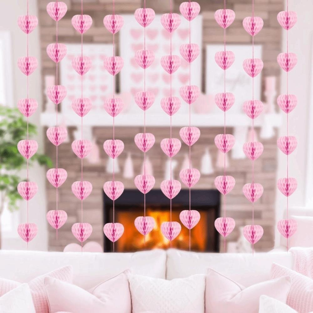 1.5m Heart Honeycomb Ball String Stereoscopic Valentines Day Decoration Lantern  Bridal Shower
