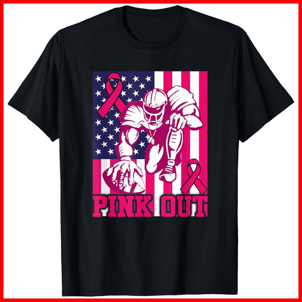 Pink Out Football Breast Cancer Awareness Toddler Boys Kids Black Cotton T-Shirt Unisex T-Shirt M