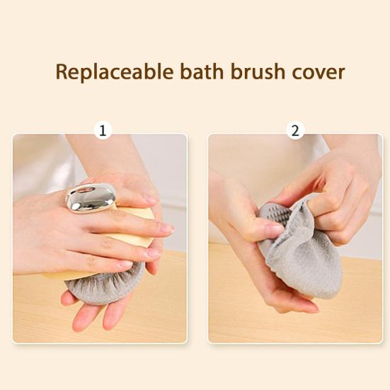 Bath Brush Ergonomic Handle Replaceable Brush Cover Deep Skin Cleansing Shower Brush Skin Surface Dirt Remover