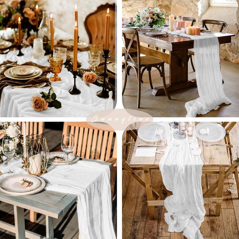 1pc Cheesecloth Table Runner Country Style Gauze Cheese Cloth Tablecloth For Wedding Bridal Shower Baby Shower Birthday Party