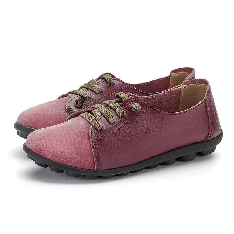 Genuine Leather Women Shoes Woman Spring Ladies Shoes Slip On Ballet Flats Sneakers Women Oxford Shoes Plus Size Moccains