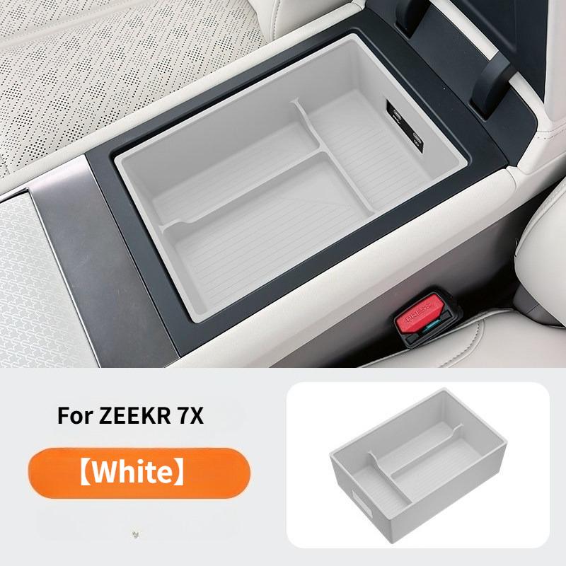 For ZEEKR 7X 2026 Car Central Control Storage Box Silicone Armrest Compartment Storage Box Auto Interior Decoratives Accessories