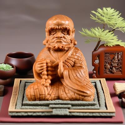 Wood Carving Shakyamuni Damo Sculptures and Figurines -Buddhist Figures Home Room Table Decoration and Accessories