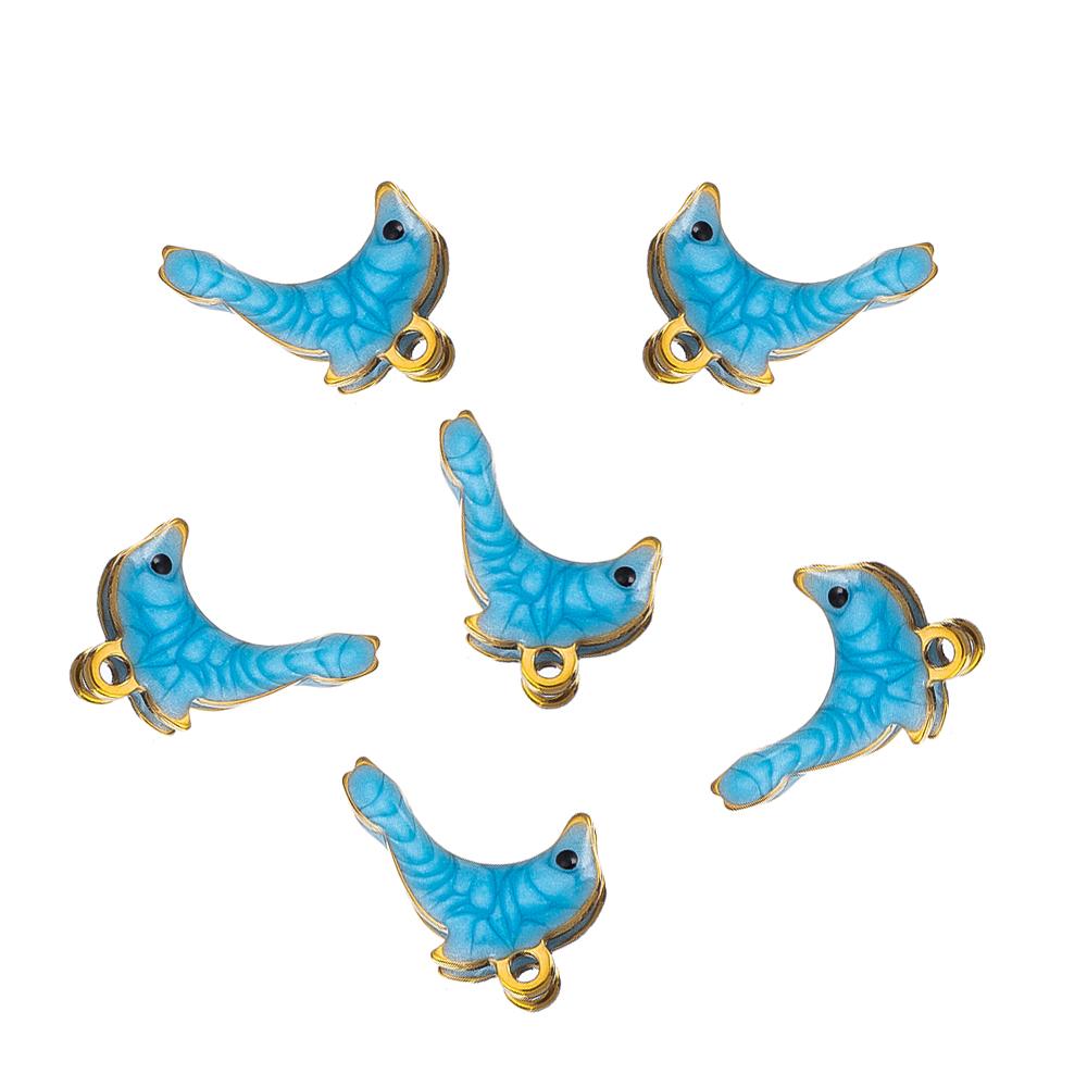 10pcs Stainless Steel Enamel Octopus Seahorse Dolphin Crab Clown fish Charm Bracelet Earring Pendant Base for DIY Jewelry Making