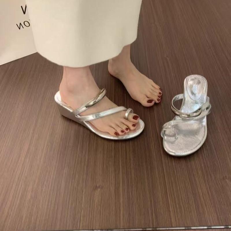 Fashion Summer Women Fashion Slippers Female Casual Clip Toe Wedges Heel Dress Slides Ladies Outdoor Beach Vacation Sandalias Shoes