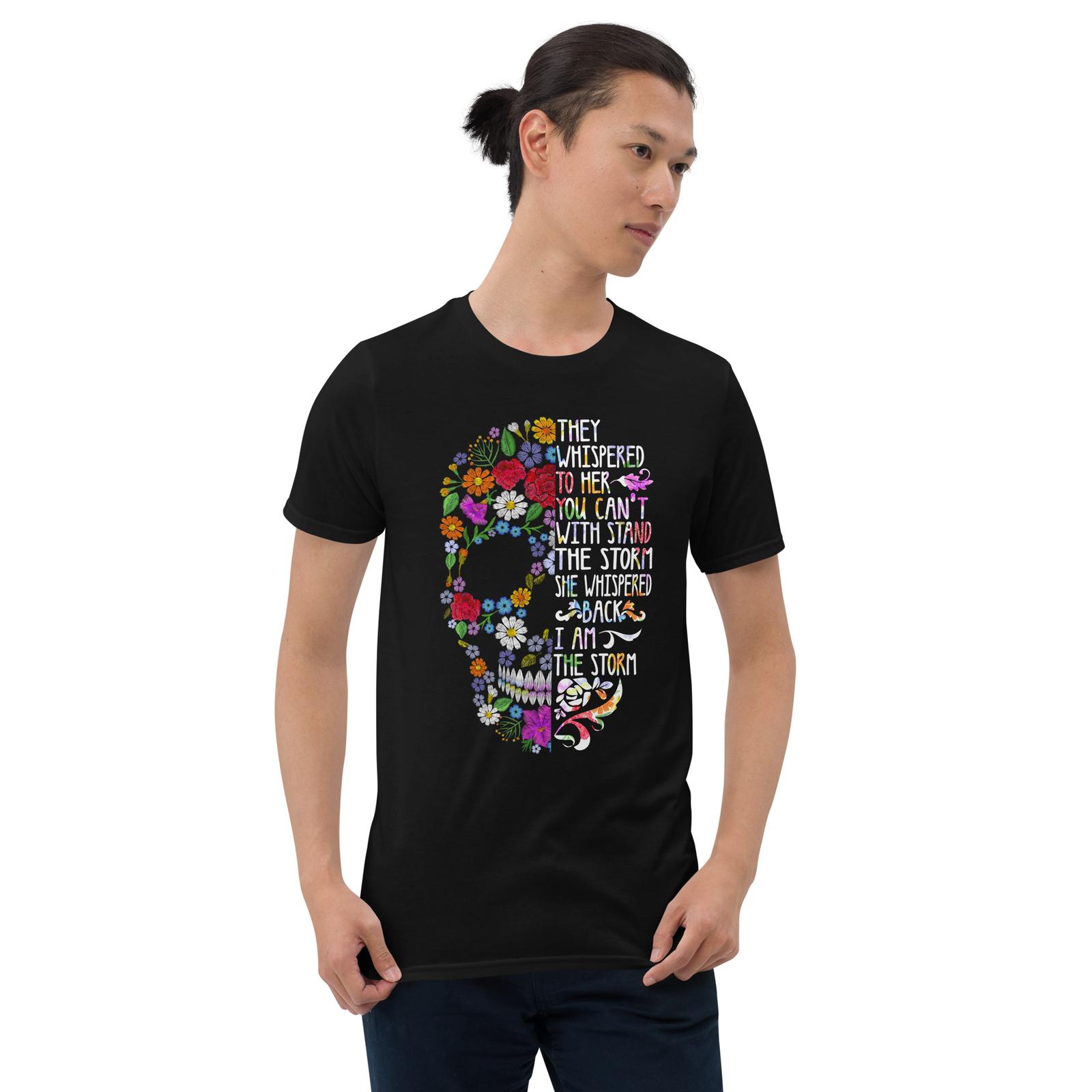 Gothic Flower Skull Unisex T-Shirt, Grunge, Death, Biker, Emo, Rock, Metal, Evil S