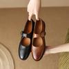 Fashion 2024 New Genuine Leather Low Heel Mary Jane Shoes Spring Women Shoes Chunky Heel Round Toe Shoes Women Pumps Retro loafers